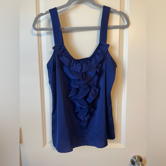 White House Black Market Blue Ruffle Cami - Picture 2 of 7